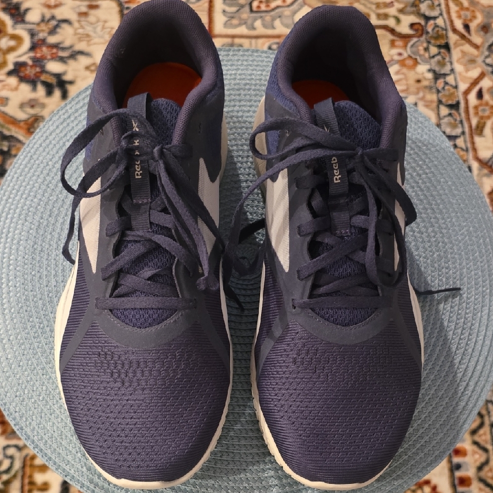 REEBOK BRAND MEN'S BLUE AND WHITE FLEXAGON FORCE 2.0 ATHLETIC RUN SHOES SIZE 10